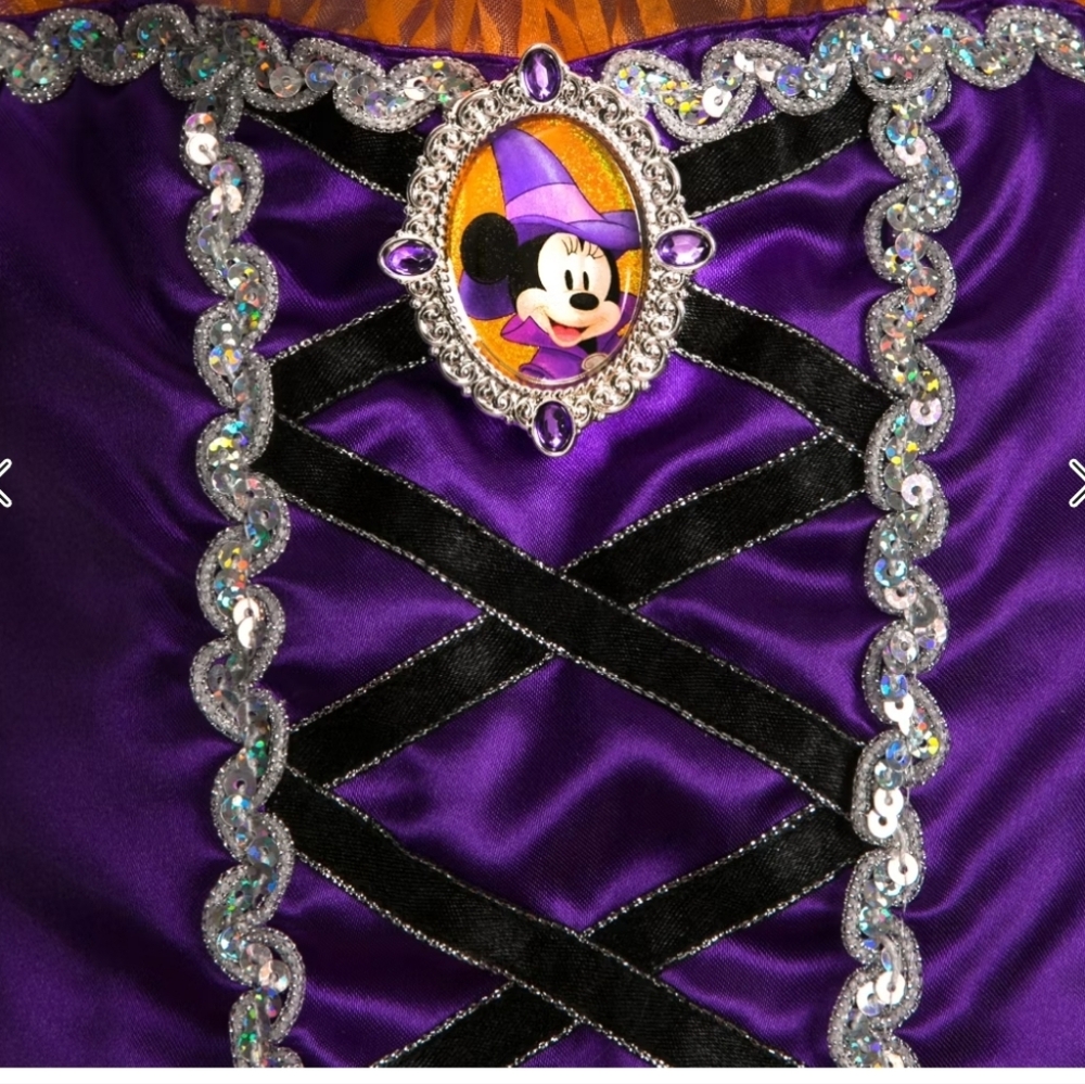 Disney Minnie Mouse Witch Purple and Orange Costume With Hat - 9/10 - Picture 4 of 14